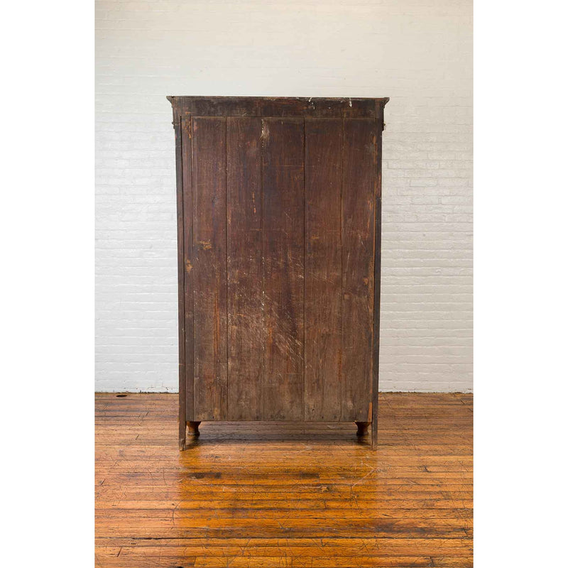 Dutch Colonial 19th Century Teak Wood Cabinet with Carved Panels and Shelves-YN6547-8. Asian & Chinese Furniture, Art, Antiques, Vintage Home Décor for sale at FEA Home