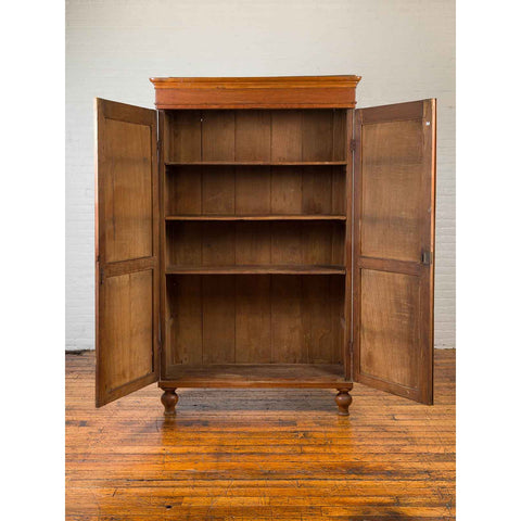 Dutch Colonial 19th Century Teak Wood Cabinet with Carved Panels and Shelves-YN6547-4. Asian & Chinese Furniture, Art, Antiques, Vintage Home Décor for sale at FEA Home