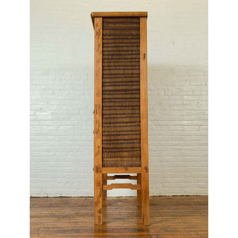 Indonesian Cabinet with Rattan Doors, Drawers and Fretwork Sliding Panels-YN6553-11. Asian & Chinese Furniture, Art, Antiques, Vintage Home Décor for sale at FEA Home