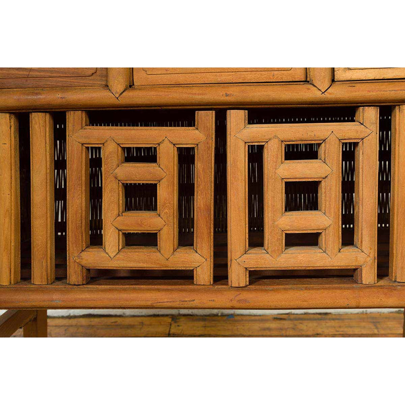 Indonesian Cabinet with Rattan Doors, Drawers and Fretwork Sliding Panels-YN6553-8. Asian & Chinese Furniture, Art, Antiques, Vintage Home Décor for sale at FEA Home