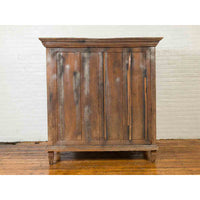 Large 19th Century Cabinet with Carved Floral Motifs and Distressed Verde Finish