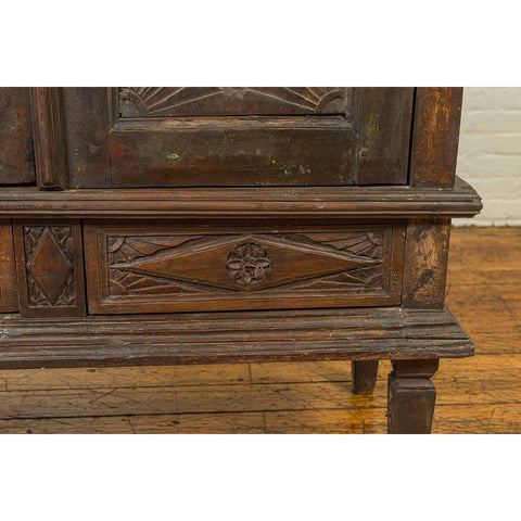 19th Century Indonesian Wooden Cabinet with Doors, Drawers and Carved Medallions-YN6562-9. Asian & Chinese Furniture, Art, Antiques, Vintage Home Décor for sale at FEA Home