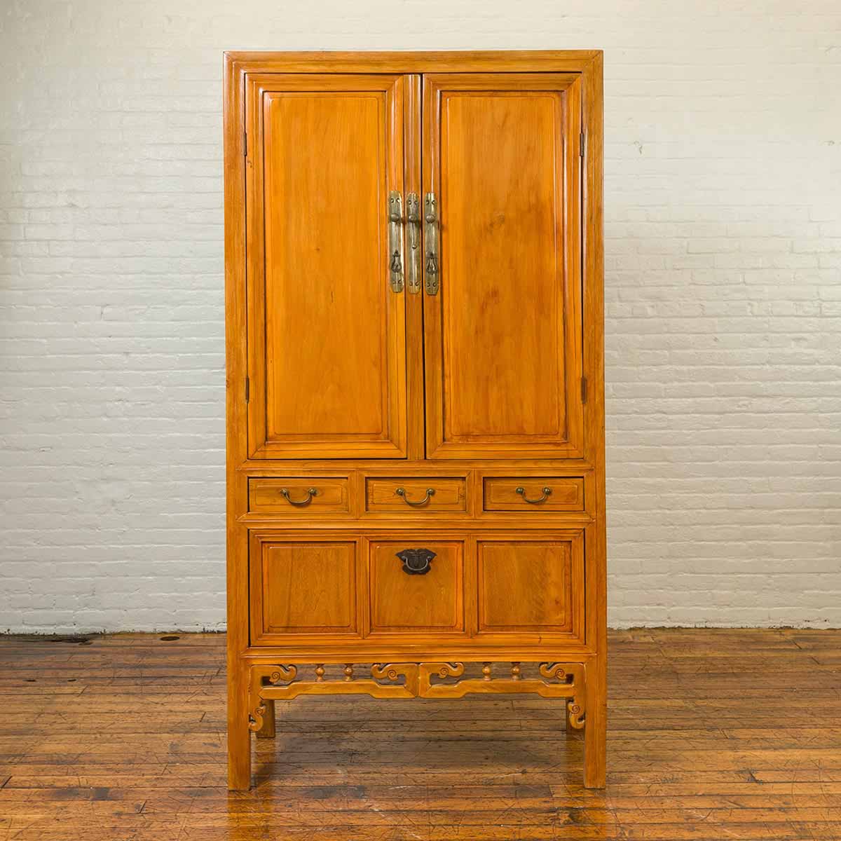 Chinese Ming Dynasty Style Elm Cabinet with Doors, Drawers and Removable Panel-2. Asian & Chinese Furniture, Art, Antiques, Vintage Home Décor for sale at FEA Home