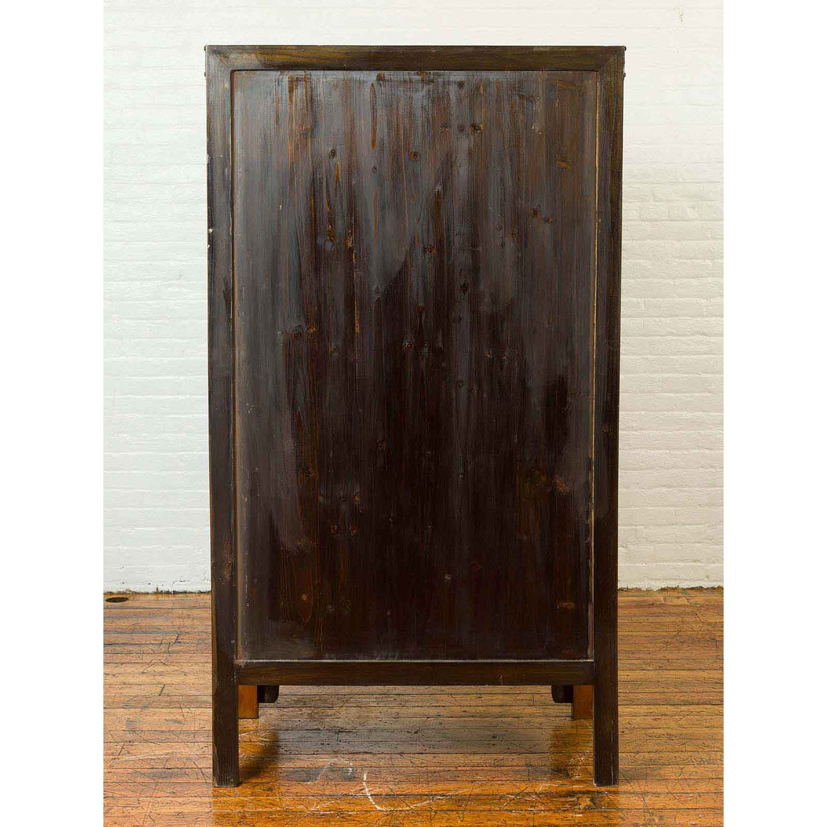 Chinese 19th Century Elmwood Bookcase with Doors, Drawers and Brass Hardware-13. Asian &amp; Chinese Furniture, Art, Antiques, Vintage Home Décor for sale at FEA Home