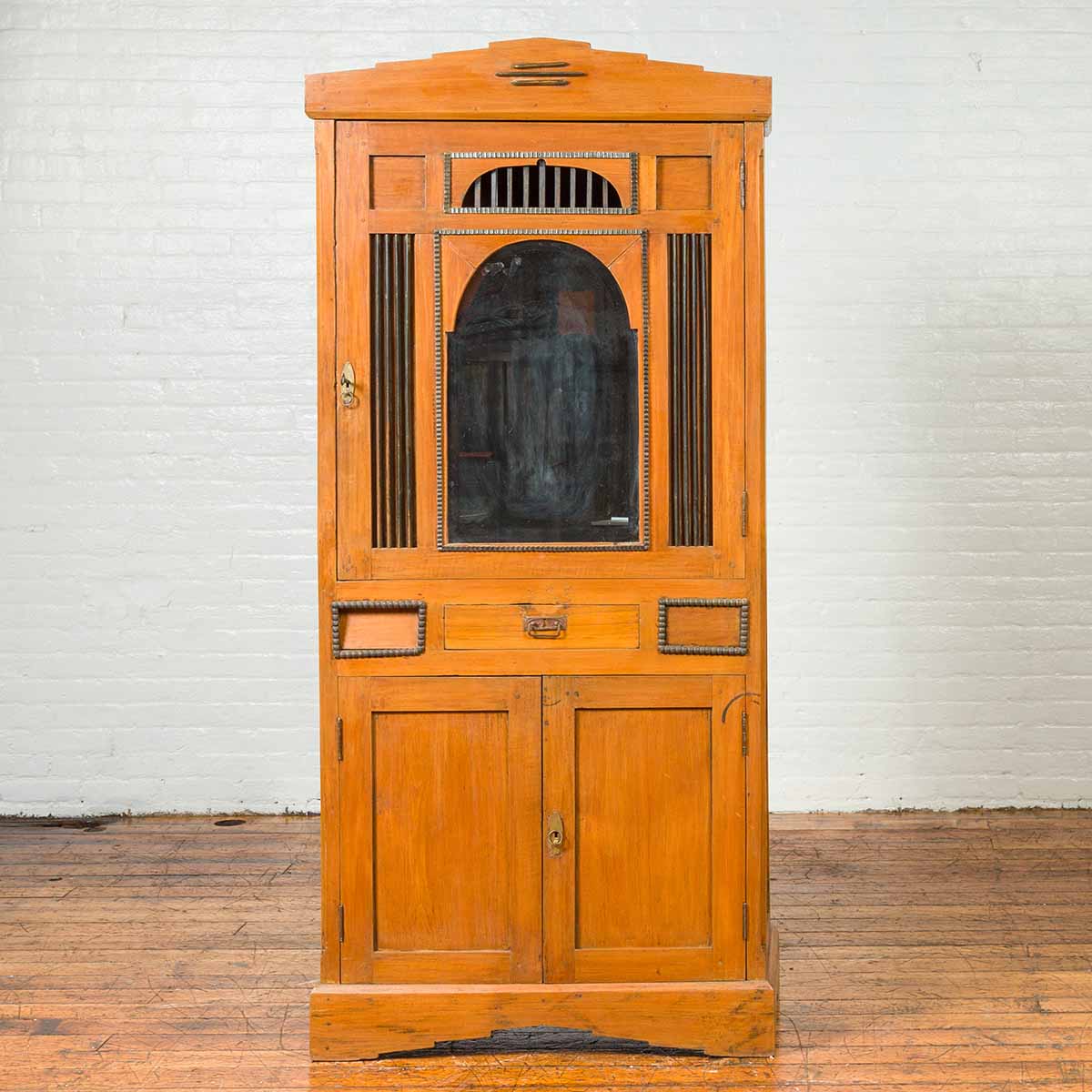Vintage Dutch Colonial Cabinet with Doors, Drawers and Mirrored Front-2. Asian & Chinese Furniture, Art, Antiques, Vintage Home Décor for sale at FEA Home