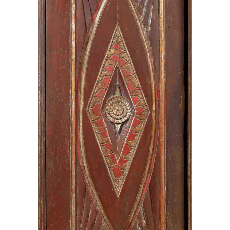 Antique Indonesian Wooden Cabinet with Carved and Painted Geometric Motifs-YN6582-9. Asian & Chinese Furniture, Art, Antiques, Vintage Home Décor for sale at FEA Home