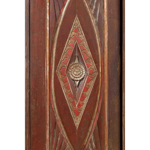 Antique Indonesian Wooden Cabinet with Carved and Painted Geometric Motifs-YN6582-9. Asian & Chinese Furniture, Art, Antiques, Vintage Home Décor for sale at FEA Home