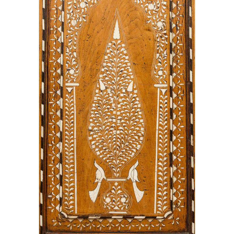 Vintage Anglo Indian Sheesham Wood Wardrobe Cabinet with Bone Inlay and Birds-YN6586-15. Asian & Chinese Furniture, Art, Antiques, Vintage Home Décor for sale at FEA Home