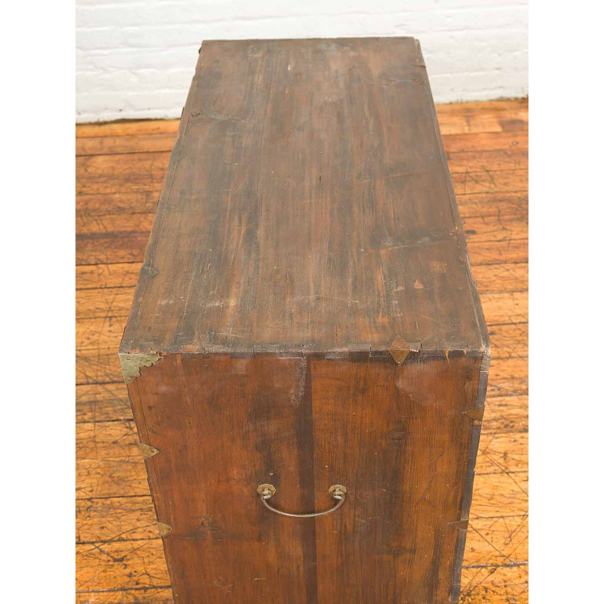 Korean Side Cabinet with Geometric Façade, Brass Hardware and Double Doors-16. Asian &amp; Chinese Furniture, Art, Antiques, Vintage Home Décor for sale at FEA Home