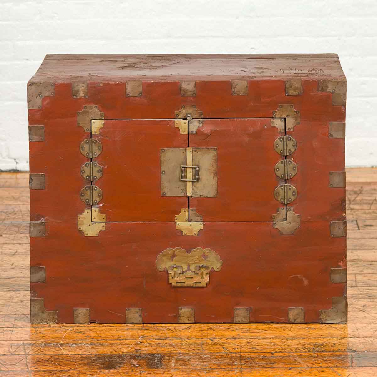 Korean Early 20th Century Chest with Double Doors and Traditional Brass Hardware-2. Asian & Chinese Furniture, Art, Antiques, Vintage Home Décor for sale at FEA Home