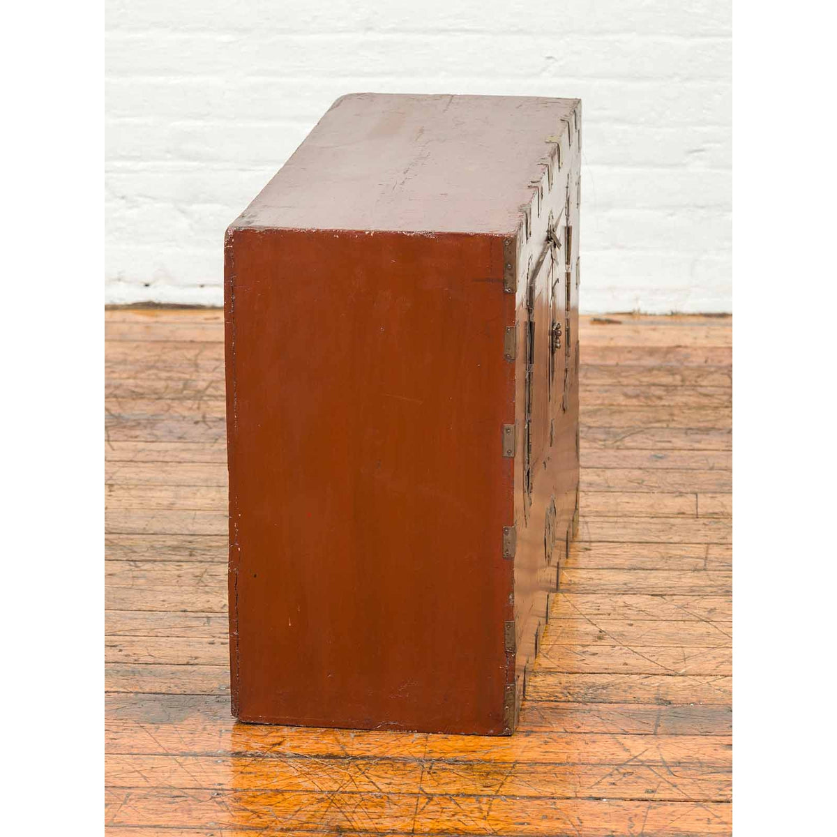 Korean Early 20th Century Chest with Double Doors and Traditional Brass Hardware-12. Asian &amp; Chinese Furniture, Art, Antiques, Vintage Home Décor for sale at FEA Home