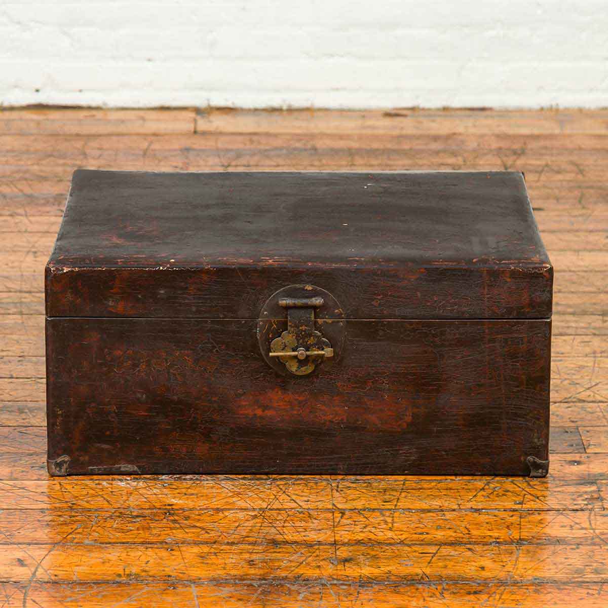 Chinese Qing Dynasty Camphor Blanket Chest with Distressed Patina and Brass Lock-2. Asian & Chinese Furniture, Art, Antiques, Vintage Home Décor for sale at FEA Home