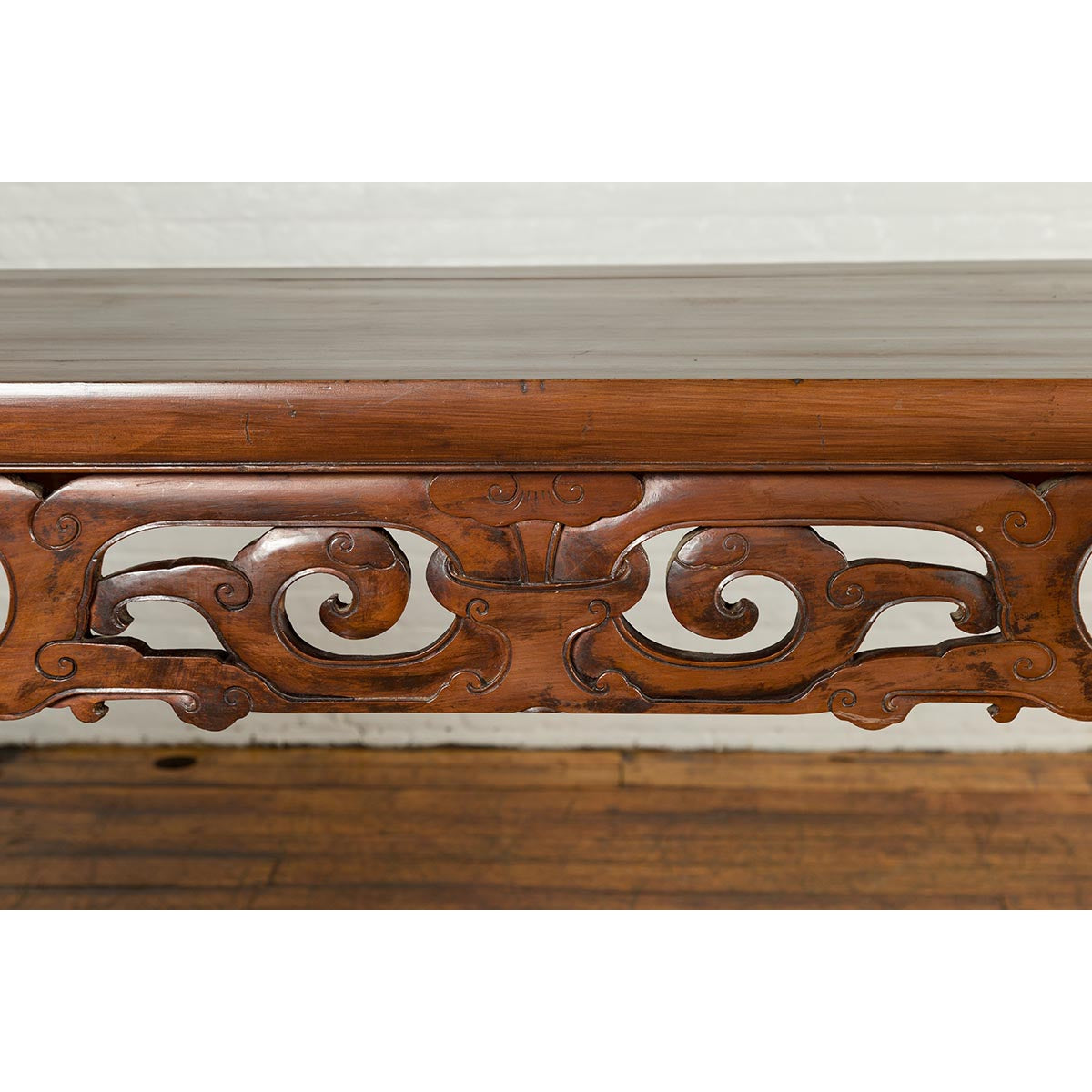 Large Chinese Qing Dynasty Everted Flange Altar Console Table with Carved Apron-16. Asian &amp; Chinese Furniture, Art, Antiques, Vintage Home Décor for sale at FEA Home