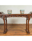 Large Chinese Qing Dynasty Everted Flange Altar Console Table with Carved Apron-3. Asian & Chinese Furniture, Art, Antiques, Vintage Home Décor for sale at FEA Home