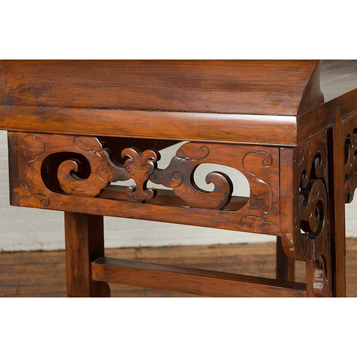 Large Chinese Qing Dynasty Everted Flange Altar Console Table with Carved Apron-10. Asian &amp; Chinese Furniture, Art, Antiques, Vintage Home Décor for sale at FEA Home