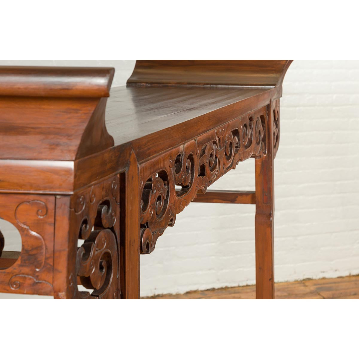 Large Chinese Qing Dynasty Everted Flange Altar Console Table with Carved Apron-11. Asian &amp; Chinese Furniture, Art, Antiques, Vintage Home Décor for sale at FEA Home
