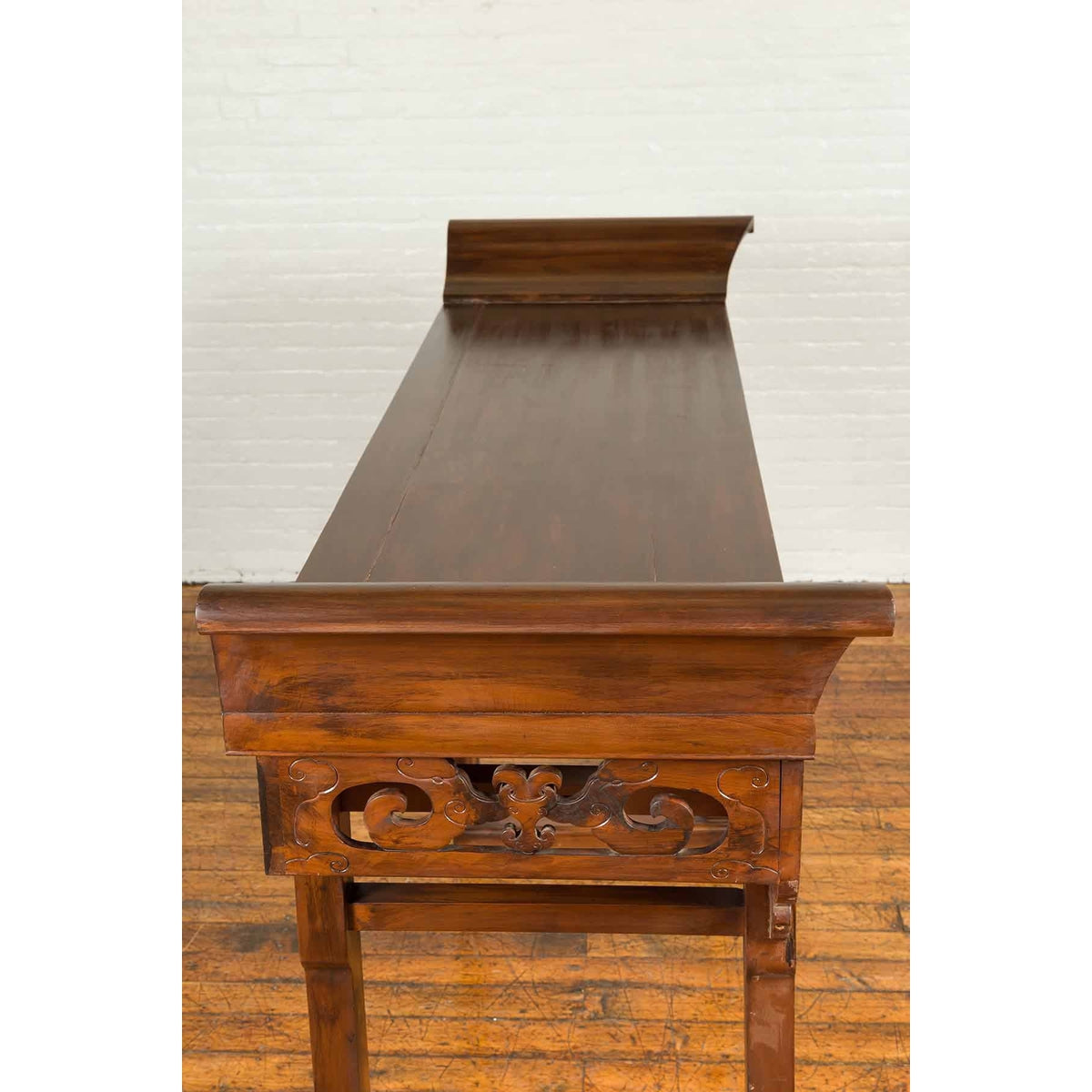 Large Chinese Qing Dynasty Everted Flange Altar Console Table with Carved Apron-12. Asian &amp; Chinese Furniture, Art, Antiques, Vintage Home Décor for sale at FEA Home