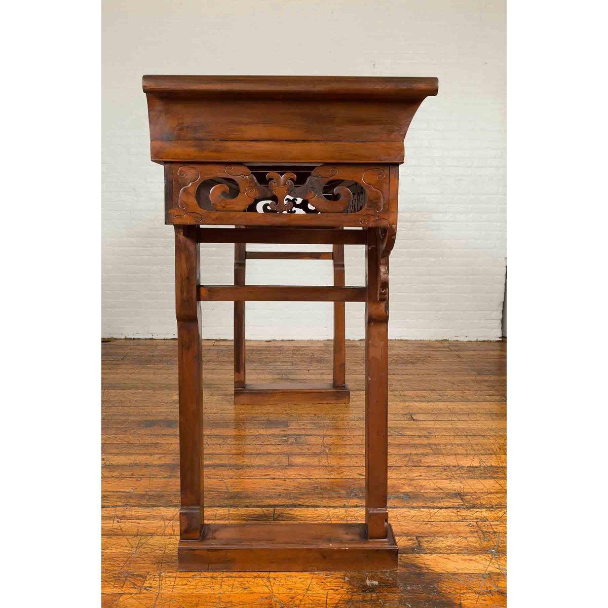 Large Chinese Qing Dynasty Everted Flange Altar Console Table with Carved Apron-13. Asian &amp; Chinese Furniture, Art, Antiques, Vintage Home Décor for sale at FEA Home