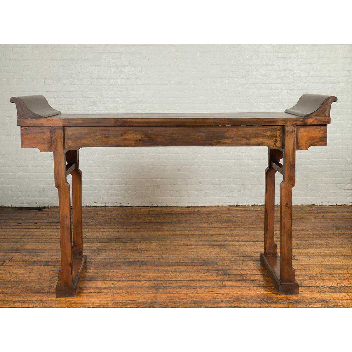 Large Chinese Qing Dynasty Everted Flange Altar Console Table with Carved Apron-5. Asian &amp; Chinese Furniture, Art, Antiques, Vintage Home Décor for sale at FEA Home