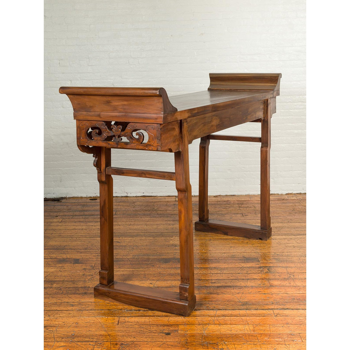 Large Chinese Qing Dynasty Everted Flange Altar Console Table with Carved Apron-6. Asian &amp; Chinese Furniture, Art, Antiques, Vintage Home Décor for sale at FEA Home