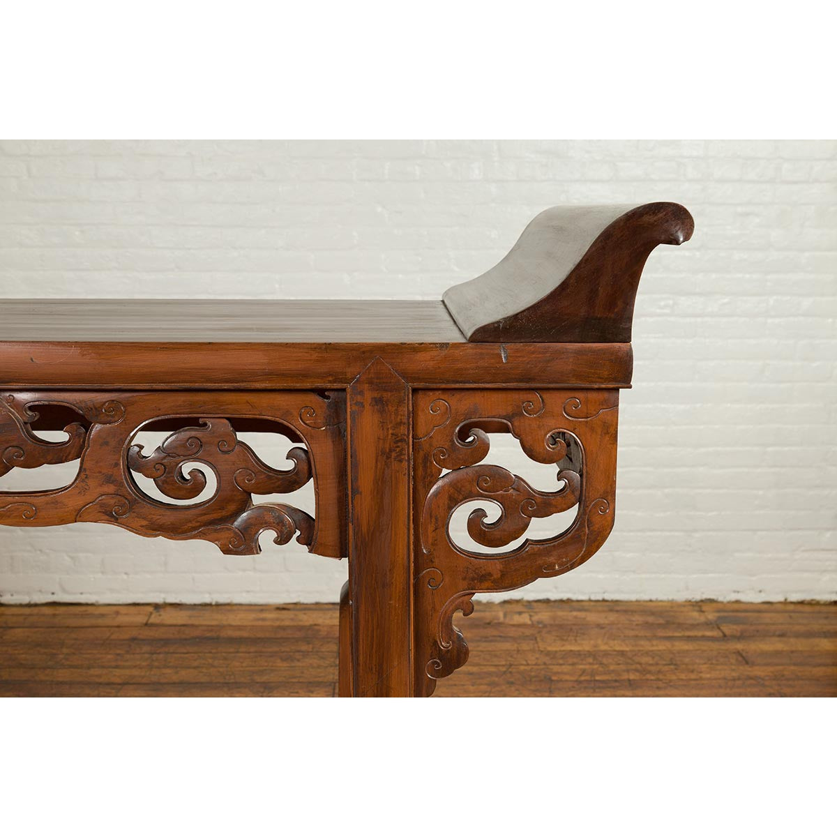 Large Chinese Qing Dynasty Everted Flange Altar Console Table with Carved Apron-9. Asian &amp; Chinese Furniture, Art, Antiques, Vintage Home Décor for sale at FEA Home