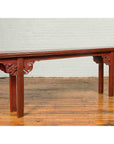 Ming Dynasty Style Chinese Elm Sang de Bœuf Console Table with Carved Apron-5. Asian & Chinese Furniture, Art, Antiques, Vintage Home Décor for sale at FEA Home