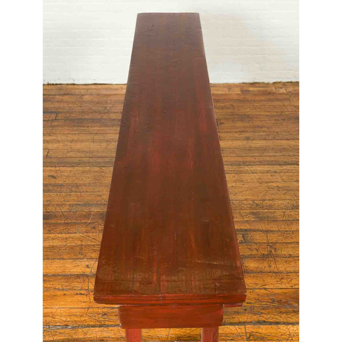 Ming Dynasty Style Chinese Elm Sang de Bœuf Console Table with Carved Apron-10. Asian &amp; Chinese Furniture, Art, Antiques, Vintage Home Décor for sale at FEA Home