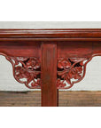 Ming Dynasty Style Chinese Elm Sang de Bœuf Console Table with Carved Apron-8. Asian & Chinese Furniture, Art, Antiques, Vintage Home Décor for sale at FEA Home