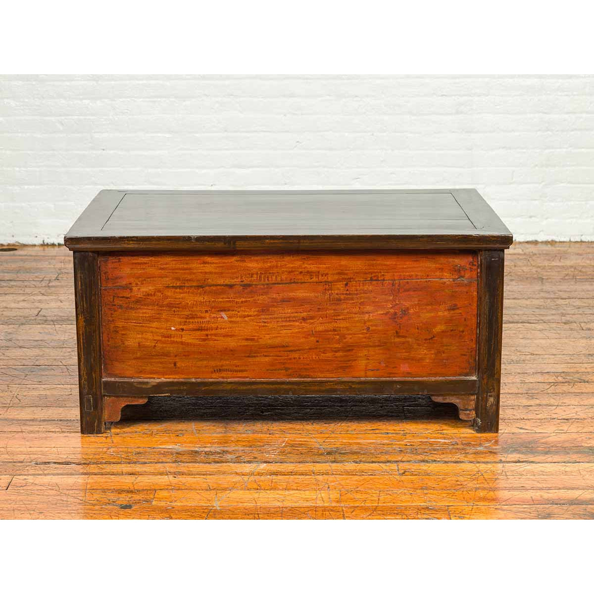 Chinese Qing 19th Century Coffee Table with Storage and Painted Floral Decor-13. Asian &amp; Chinese Furniture, Art, Antiques, Vintage Home Décor for sale at FEA Home