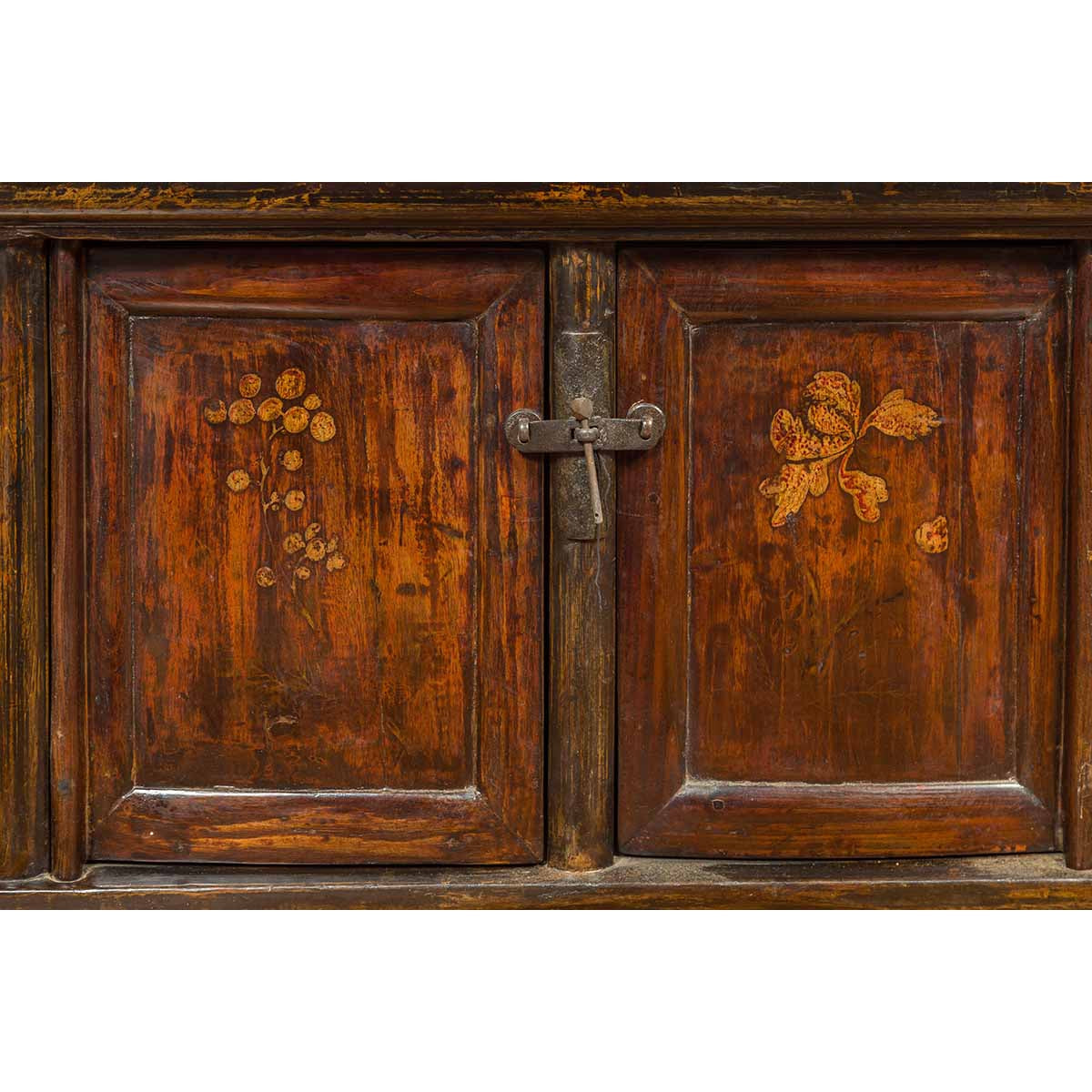 Chinese Qing 19th Century Coffee Table with Storage and Painted Floral Decor-7. Asian &amp; Chinese Furniture, Art, Antiques, Vintage Home Décor for sale at FEA Home