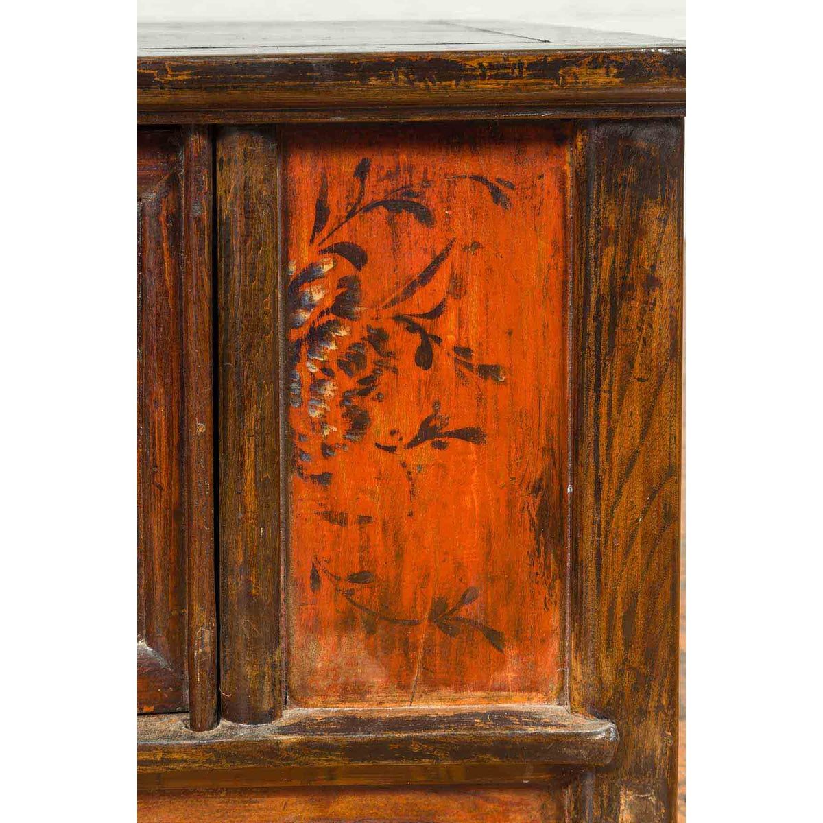 Chinese Qing 19th Century Coffee Table with Storage and Painted Floral Decor-9. Asian &amp; Chinese Furniture, Art, Antiques, Vintage Home Décor for sale at FEA Home