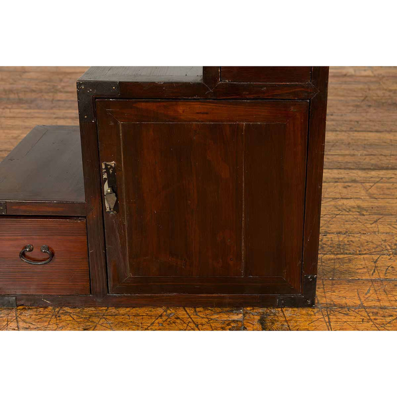 19th Century Japanese Staircase Tansu Cabinet with Two Drawers and Single Door-YN6669-9. Asian & Chinese Furniture, Art, Antiques, Vintage Home Décor for sale at FEA Home