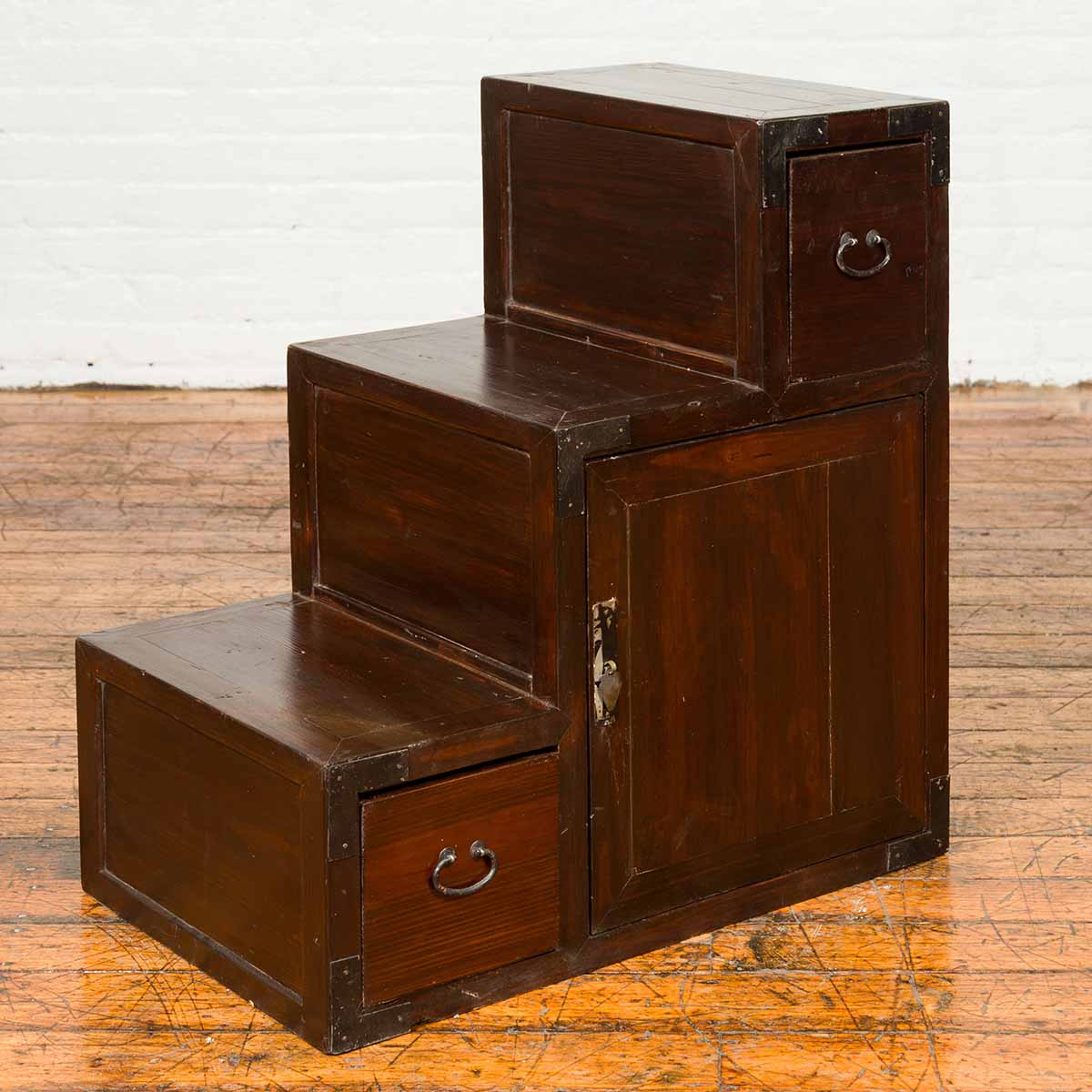 19th Century Japanese Staircase Tansu Cabinet with Two Drawers and Single Door-2. Asian & Chinese Furniture, Art, Antiques, Vintage Home Décor for sale at FEA Home