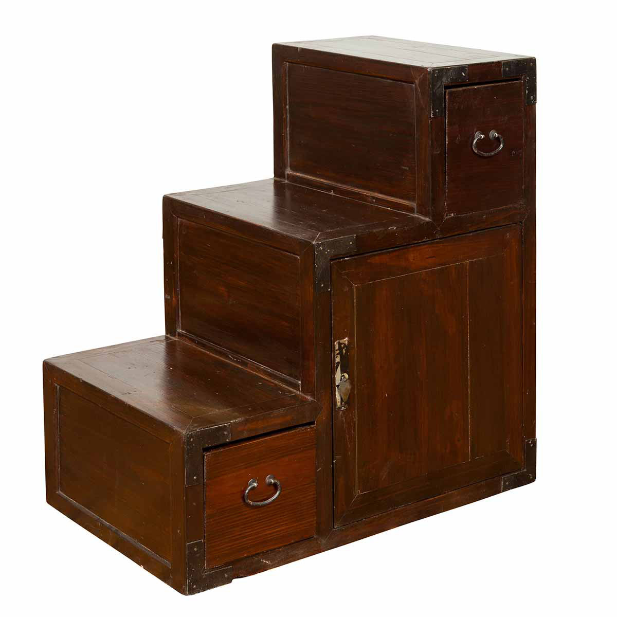 19th Century Japanese Staircase Tansu Cabinet with Two Drawers and Single Door-1. Asian & Chinese Furniture, Art, Antiques, Vintage Home Décor for sale at FEA Home