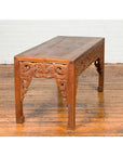 Thai Teak Wood Side Table with Cloud Carved Apron and Horse Hoof Feet-7. Asian & Chinese Furniture, Art, Antiques, Vintage Home Décor for sale at FEA Home