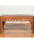 Thai Teak Wood Side Table with Cloud Carved Apron and Horse Hoof Feet-5. Asian & Chinese Furniture, Art, Antiques, Vintage Home Décor for sale at FEA Home