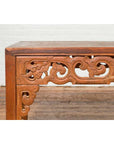 Thai Teak Wood Side Table with Cloud Carved Apron and Horse Hoof Feet-10. Asian & Chinese Furniture, Art, Antiques, Vintage Home Décor for sale at FEA Home