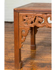 Thai Teak Wood Side Table with Cloud Carved Apron and Horse Hoof Feet-12. Asian & Chinese Furniture, Art, Antiques, Vintage Home Décor for sale at FEA Home
