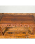 Thai Teak Wood Side Table with Cloud Carved Apron and Horse Hoof Feet-8. Asian & Chinese Furniture, Art, Antiques, Vintage Home Décor for sale at FEA Home