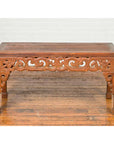 Thai Teak Wood Side Table with Cloud Carved Apron and Horse Hoof Feet-3. Asian & Chinese Furniture, Art, Antiques, Vintage Home Décor for sale at FEA Home