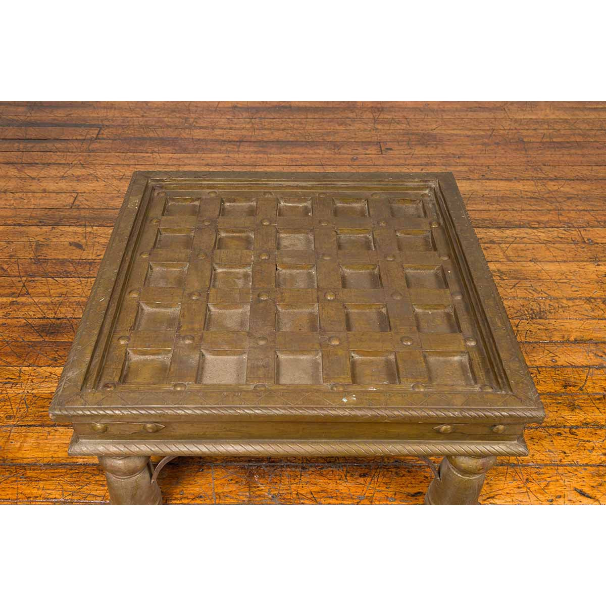 Indian Geometric Top Brass Sheathing Window Grate Made into a Coffee Table-9. Asian &amp; Chinese Furniture, Art, Antiques, Vintage Home Décor for sale at FEA Home
