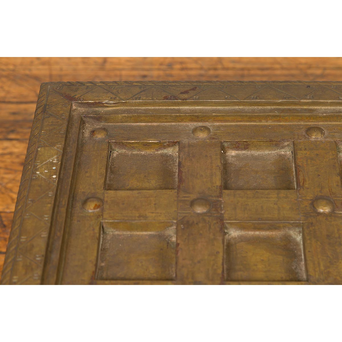 Indian Geometric Top Brass Sheathing Window Grate Made into a Coffee Table-12. Asian &amp; Chinese Furniture, Art, Antiques, Vintage Home Décor for sale at FEA Home