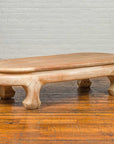 Vintage Thai Teak Oval Top Coffee Table with Whitewash Finish and Chow Legs-2. Asian & Chinese Furniture, Art, Antiques, Vintage Home Décor for sale at FEA Home