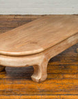 Vintage Thai Teak Oval Top Coffee Table with Whitewash Finish and Chow Legs-8. Asian & Chinese Furniture, Art, Antiques, Vintage Home Décor for sale at FEA Home