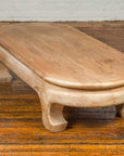 Vintage Thai Teak Oval Top Coffee Table with Whitewash Finish and Chow Legs-9. Asian & Chinese Furniture, Art, Antiques, Vintage Home Décor for sale at FEA Home