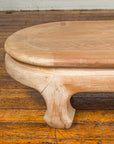 Vintage Thai Teak Oval Top Coffee Table with Whitewash Finish and Chow Legs-11. Asian & Chinese Furniture, Art, Antiques, Vintage Home Décor for sale at FEA Home