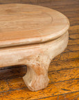 Vintage Thai Teak Oval Top Coffee Table with Whitewash Finish and Chow Legs-12. Asian & Chinese Furniture, Art, Antiques, Vintage Home Décor for sale at FEA Home