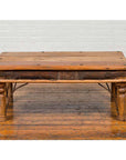 Rustic Indian Sheesham Wood Coffee Table with Nailhead Design and Baluster Legs-6. Asian & Chinese Furniture, Art, Antiques, Vintage Home Décor for sale at FEA Home
