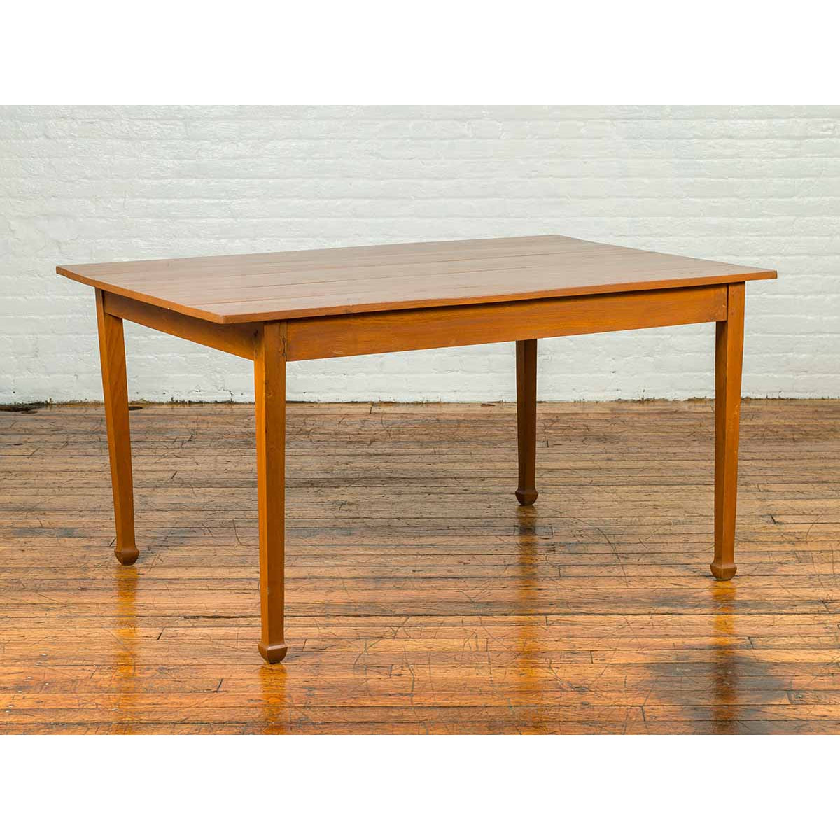 Vintage Chinese Dining Table with Simple Classical Design and Spade Feet-4. Asian &amp; Chinese Furniture, Art, Antiques, Vintage Home Décor for sale at FEA Home