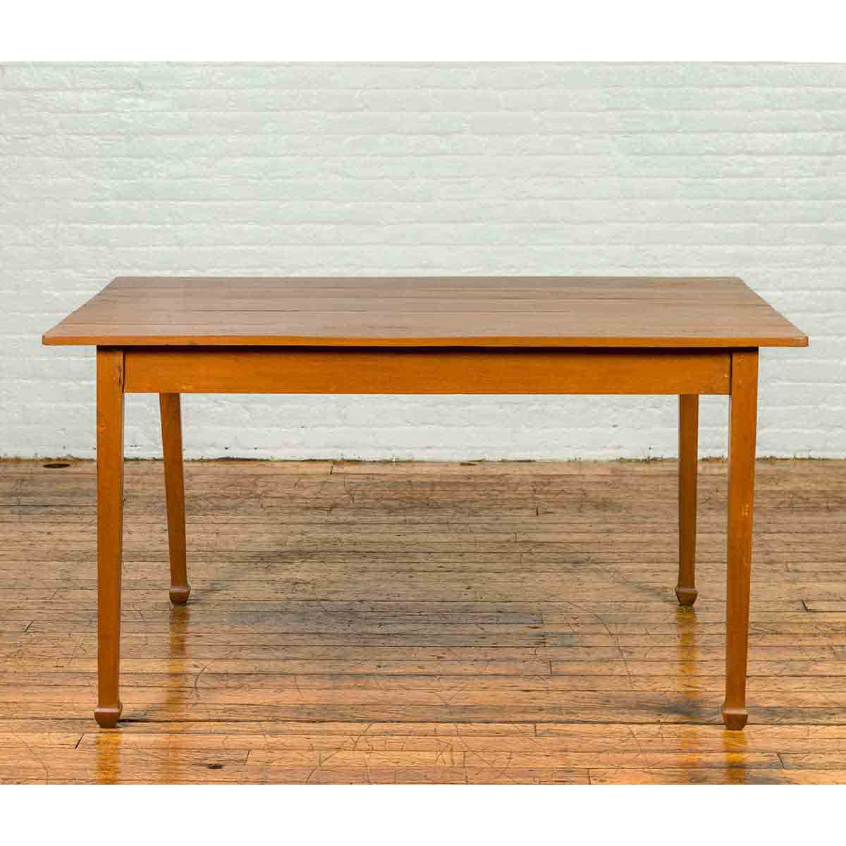 Vintage Chinese Dining Table with Simple Classical Design and Spade Feet-8. Asian &amp; Chinese Furniture, Art, Antiques, Vintage Home Décor for sale at FEA Home